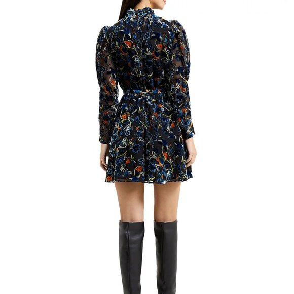 FRENCH CONNECTION Avery Burnout Velvet Keyhole Mini Dress - Size 6 / NWT - Picture 4 of 12